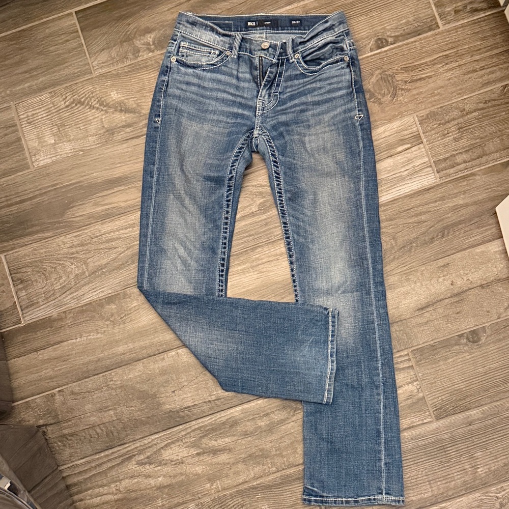 BKE Women's Straight Jeans in Medium Blue Wash